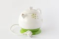 Ceramic electric kettle with green pattern