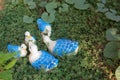 Ceramic of family duck in the garden