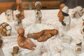 Ceramic figurines of Joseph Mary and Jesus Christmas creche Royalty Free Stock Photo