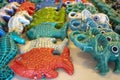 Ceramic fish, seahorse, elephant. Decorative ornamental gift Royalty Free Stock Photo