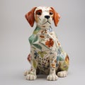 Ceramic Flower Dog: Handmade Quilts Design, Glazed China, Exquisite Detail Royalty Free Stock Photo