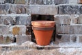 ceramic flower pot in the stove