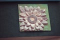 Ceramic flowers on the facade of a store in the city of Przemyl, Eastern Europe, Poland