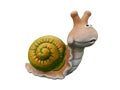 Ceramic garden snail. Snail ceramic white background, isolated object Royalty Free Stock Photo