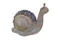 Ceramic garden snail. Snail ceramic white background, isolated object Royalty Free Stock Photo
