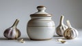 Photorealistic image of a ceramic garlic keeper on a white background Royalty Free Stock Photo