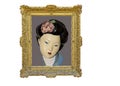 Ceramic geisha portrait in baroque frame