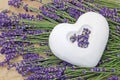 Ceramic heart and lavender Royalty Free Stock Photo