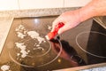 Ceramic hob, induction hob cleaning. Royalty Free Stock Photo
