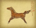 Ceramic horse souvenir on old paper Royalty Free Stock Photo