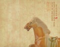 Ceramic horse souvenir on old paper Royalty Free Stock Photo