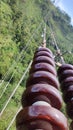 CERAMIC INSULATOR IN HIGH VOLTAGE AIR DUCK 150KV Royalty Free Stock Photo