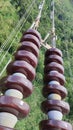 CERAMIC INSULATOR IN HIGH VOLTAGE AIR DUCK 150KV Royalty Free Stock Photo