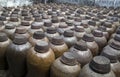 Ceramic jars in distillery Royalty Free Stock Photo