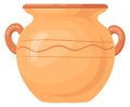 Ceramic jug. Brown clay pot. Cartoon kitchenware