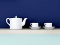 Ceramic kitchenware on shelf. Royalty Free Stock Photo