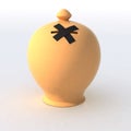 Ceramic money box with hole closed by scotch tape