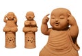 Ceramic monk doll isolated on white background with clipping path.