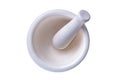 Ceramic mortar Grinder medicine isolated on white .