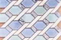 Ceramic mosaic with blue, white and light green tiles Royalty Free Stock Photo