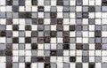 Ceramic mosaic tiles with black, gray and white squares to decorate the kitchen, bathroom or pool Royalty Free Stock Photo