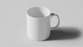 Ceramic mug with a cylindrical shape and a sturdy handle sits on a light Royalty Free Stock Photo