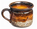 Ceramic Mug Filled with Amber Liquid on a White Background Isolated Royalty Free Stock Photo