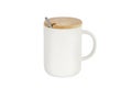 Ceramic mug with a wooden lid Royalty Free Stock Photo
