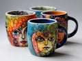 Ceramic mugs decorated with various colors and design according to the creativity.