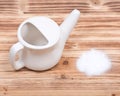 Ceramic neti pot and saline Royalty Free Stock Photo