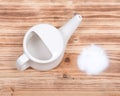 Ceramic neti pot and saline Royalty Free Stock Photo
