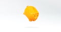 Ceramic Orange Pig in the Shape of Money Boxes for Coins on Soft Gray Studio Background. Royalty Free Stock Photo