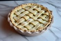 ceramic pie dish with lattice pastry top ready to bake Royalty Free Stock Photo