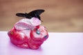 Ceramic pink bunny butterfly incept