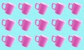 Ceramic Pink Mugs Pattern, 3d rendering, Coffee Cup