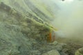 Ceramic pipes used for sulfur mining inside the crater of Kawah Ijen volcano, East Java, Indonesia