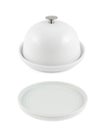 Ceramic plate with and without cover Royalty Free Stock Photo
