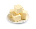 Ceramic plate with cut butter Royalty Free Stock Photo