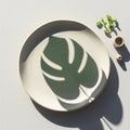 A ceramic plate sits on a Royalty Free Stock Photo