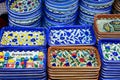 Ceramic plates and other souvenirs for sale on Arab baazar located inside the walls of the Old Cit