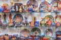 Ceramic plates and other souvenirs for sale on Arab baazar located inside the walls of the Old Cit