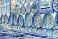 Ceramic plates and other souvenirs for sale on Arab baazar located inside the walls of the Old City of Jerusalem Royalty Free Stock Photo
