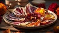 Ceramic platter adorned with vibrant radicchio