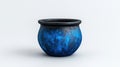 Ceramic pot with blue and black texture isolated on white background Royalty Free Stock Photo