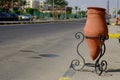 Ceramic pot for garbage on the street