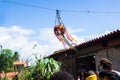 Ceramic pot hanging from a rope to be broken by people participating in the game. Traditional northeastern Brazilian custom