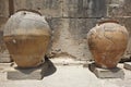 Ceramic pots in Phaestos city ruins in Crete. Greece Royalty Free Stock Photo