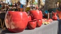 Ceramic pots for sale at artisan market in Ile rousse