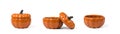 Ceramic pots in the shape of a pumpkin isolated on a white background Royalty Free Stock Photo