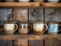 Ceramic pottery mugs. coffee cups home decor Royalty Free Stock Photo